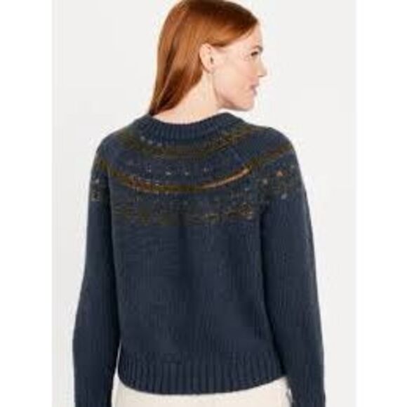 Old Navy Navy Fair Isle Cardigan Sweater Sz 2XL Button Down - Picture 2 of 9